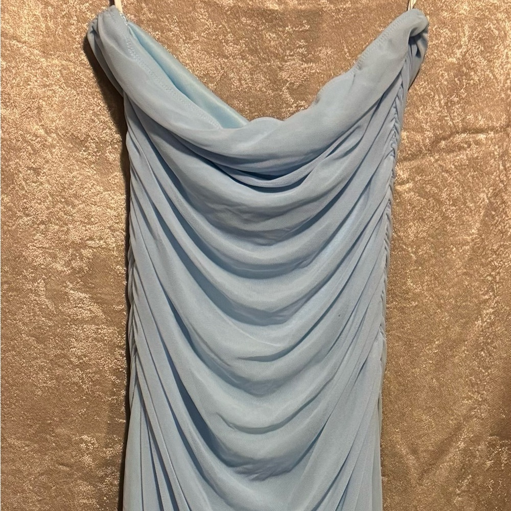 Baby blue strapless dress